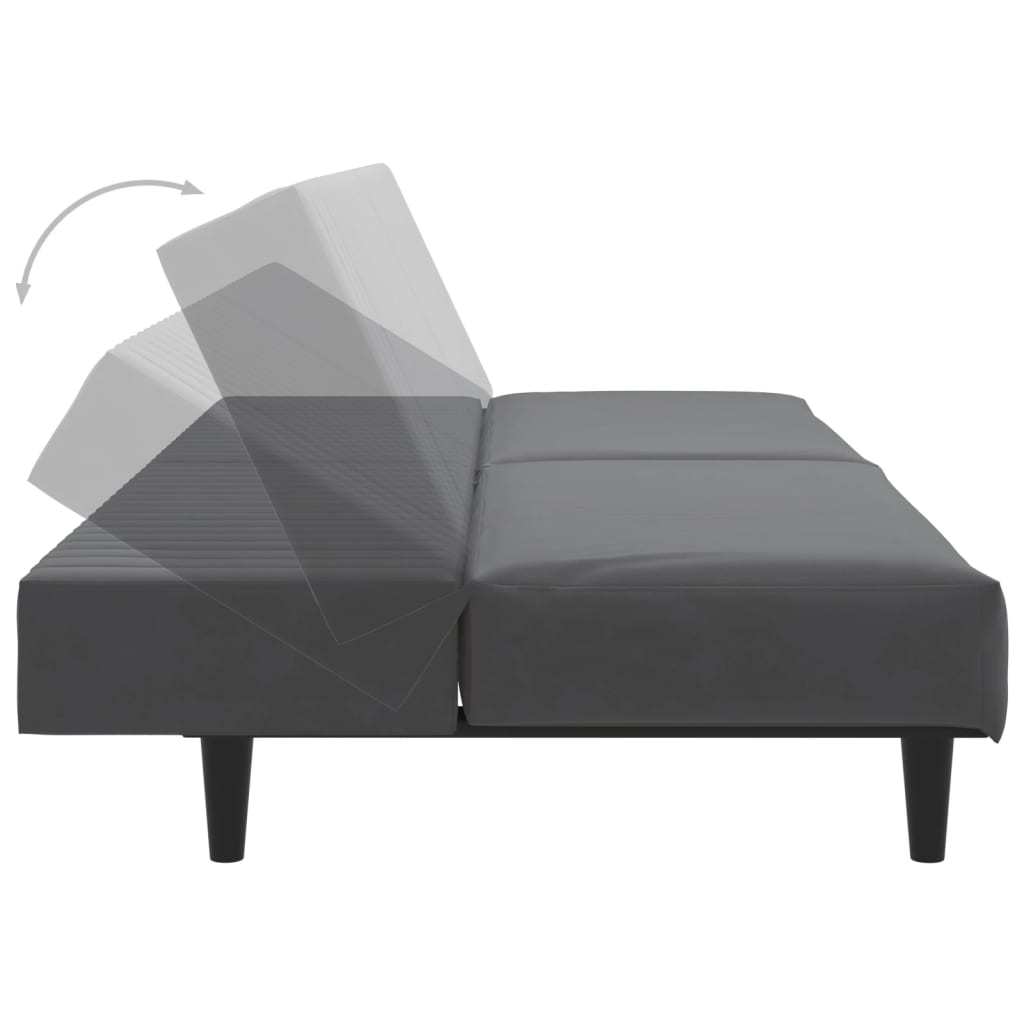 Divano Letto a 2 Posti-Sofa Letto 2 Posti-Daybed Grigio Scuro in Velluto 398909