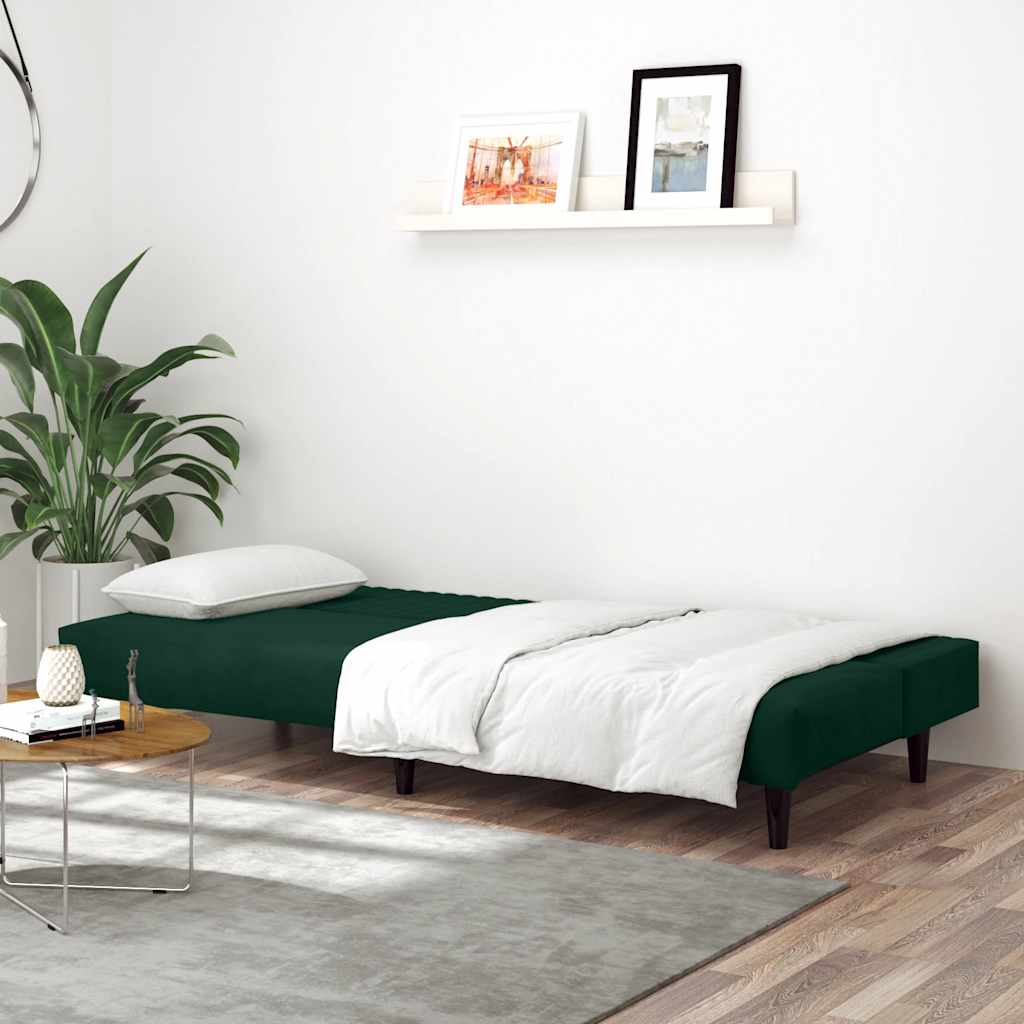 Divano Letto a 2 Posti-Sofa Letto 2 Posti-Daybed Verde Scuro in Velluto 651298