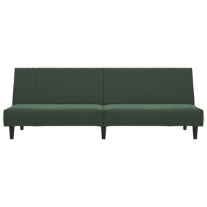 Divano Letto a 2 Posti Verde Scuro in Velluto 375928