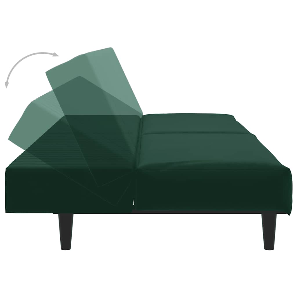 Divano Letto a 2 Posti-Sofa Letto 2 Posti-Daybed Verde Scuro in Velluto 651298