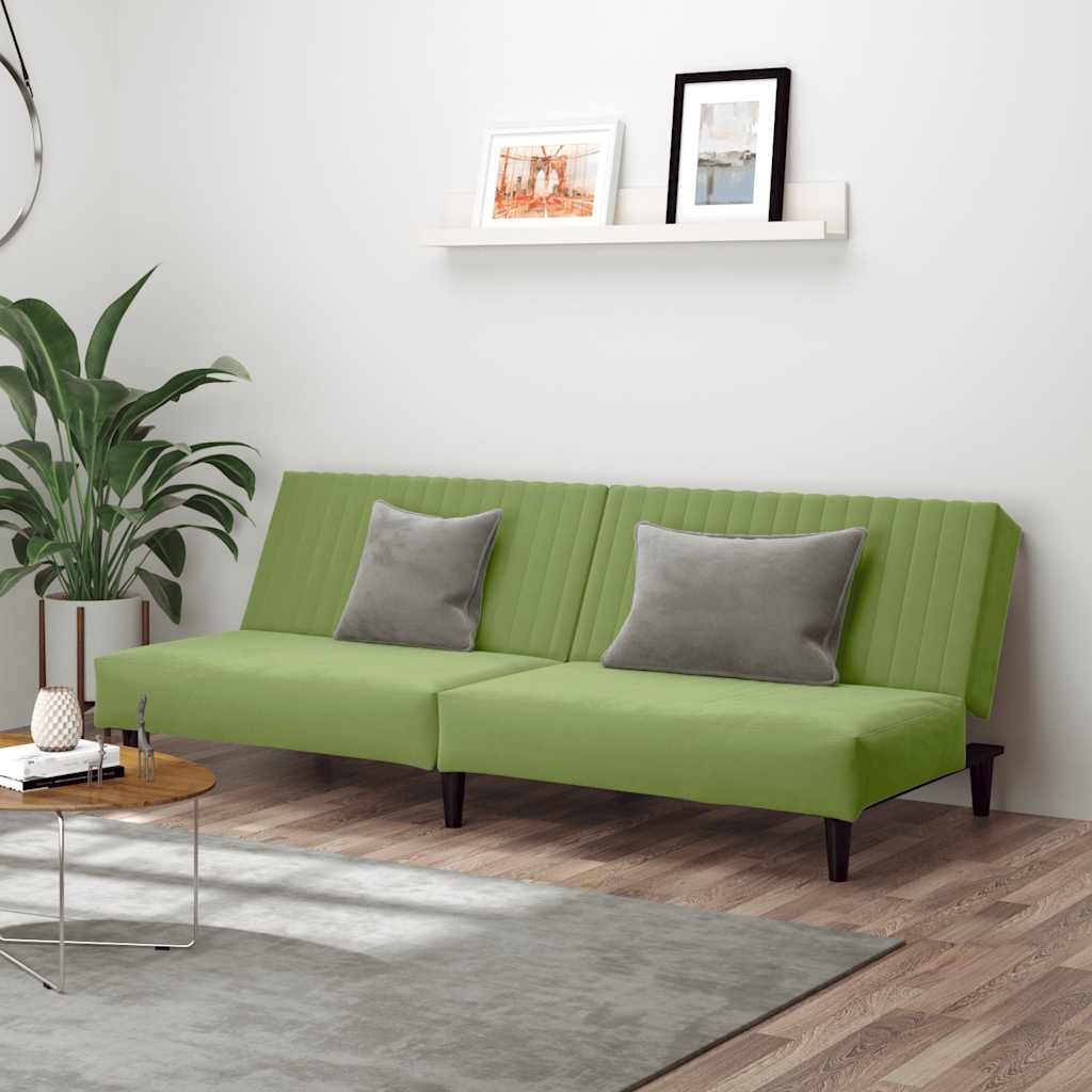 Divano Letto a 2 Posti-Sofa Letto 2 Posti-Daybed Verde Chiaro in Velluto 265602