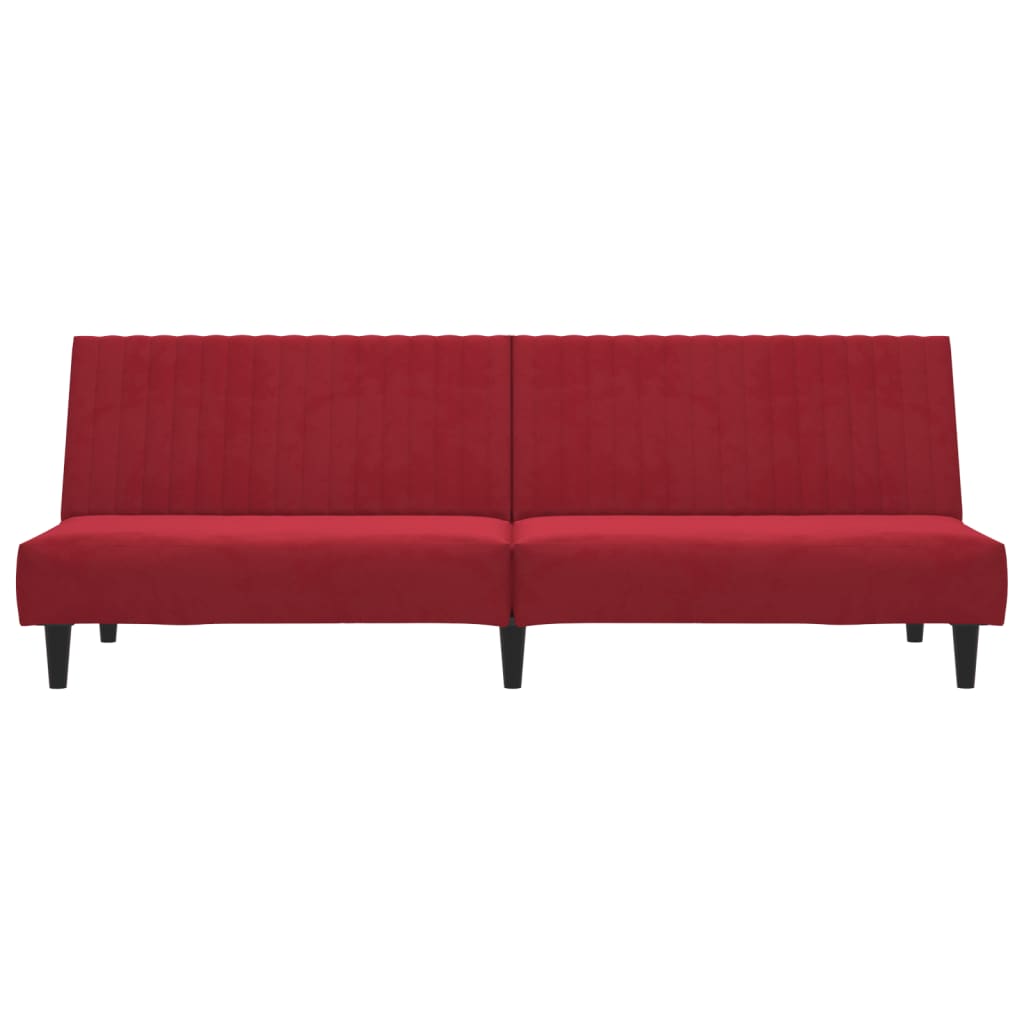 Divano Letto a 2 Posti Rosso Vino in Velluto 375931