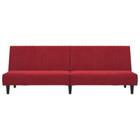 Divano Letto a 2 Posti Rosso Vino in Velluto 375931