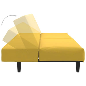 Divano Letto a 2 Posti Giallo in Velluto 375933
