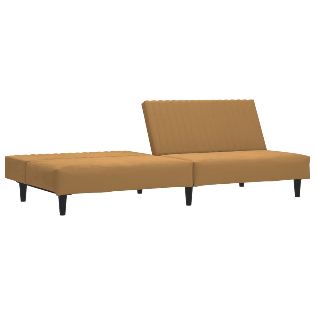 Divano Letto a 2 Posti Marrone in Velluto 375934