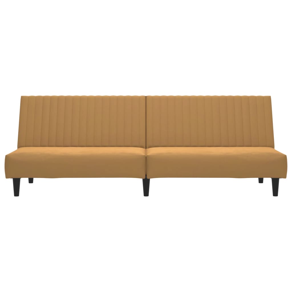 Divano Letto a 2 Posti Marrone in Velluto 375934