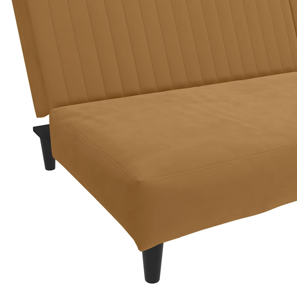 Divano Letto a 2 Posti-Sofa Letto 2 Posti-Daybed Marrone in Velluto 579608