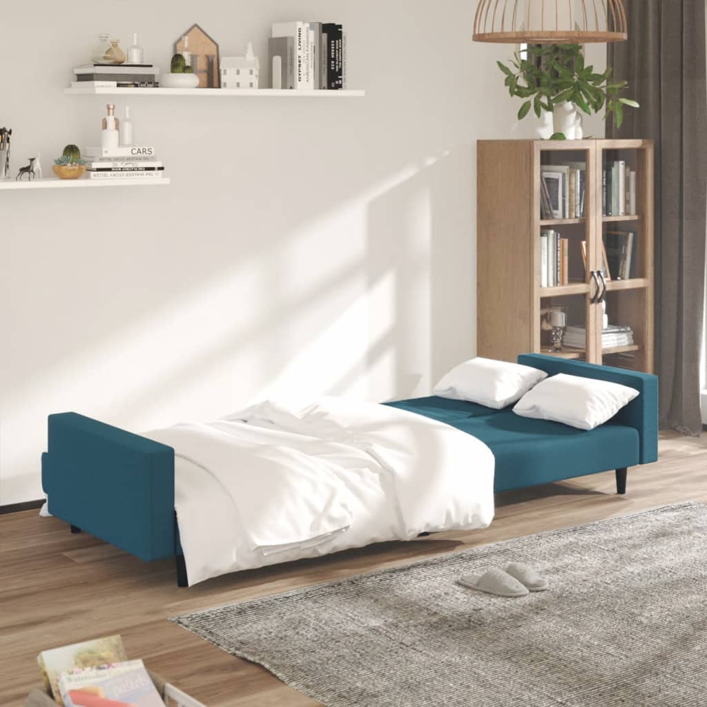 Divano Letto a 2 Posti Blu in Velluto 375936