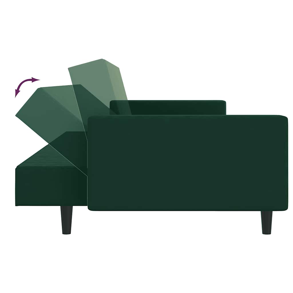 Divano Letto a 2 Posti-Sofa Letto 2 Posti-Daybed Verde Scuro in Velluto 828282