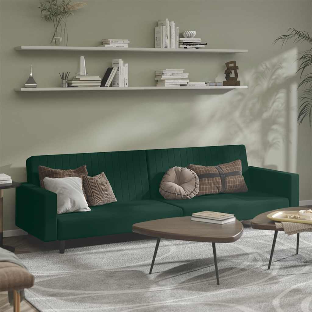 Divano Letto a 2 Posti-Sofa Letto 2 Posti-Daybed Verde Scuro in Velluto 828282