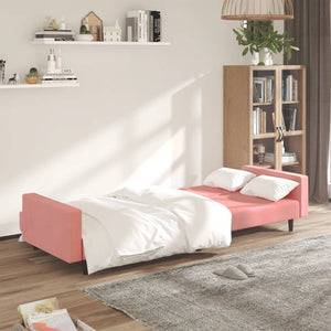 Divano Letto a 2 Posti Rosa in Velluto 375941