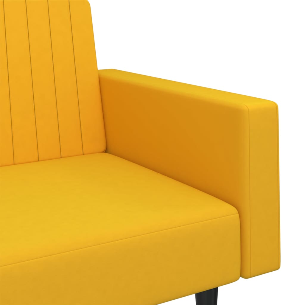 Divano Letto a 2 Posti Giallo in Velluto 375944