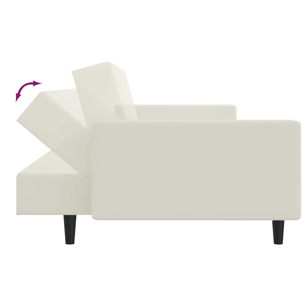 Divano Letto a 2 Posti-Sofa Letto 2 Posti-Daybed Crema in Velluto 206613