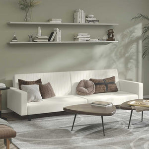 Divano Letto a 2 Posti-Sofa Letto 2 Posti-Daybed Crema in Velluto 206613