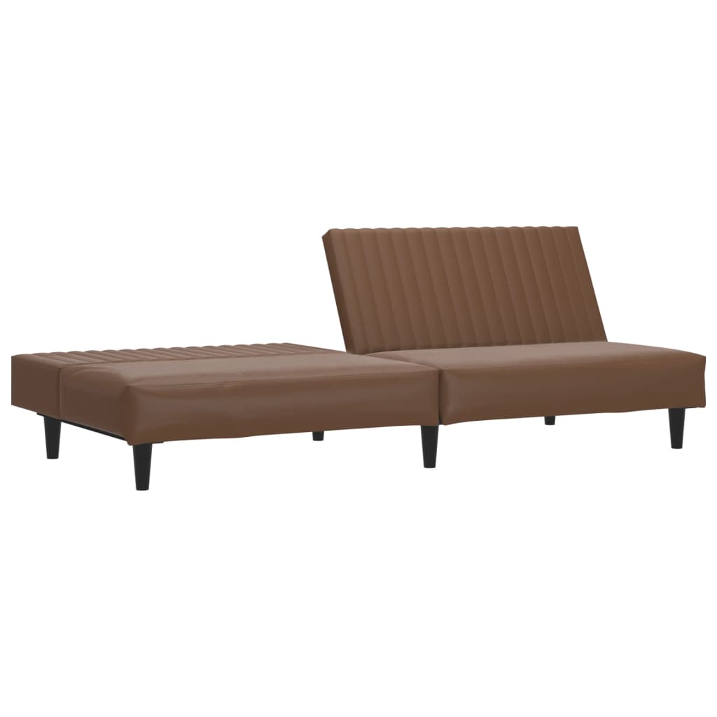 Divano Letto a 2 Posti Marrone in Similpelle 375948