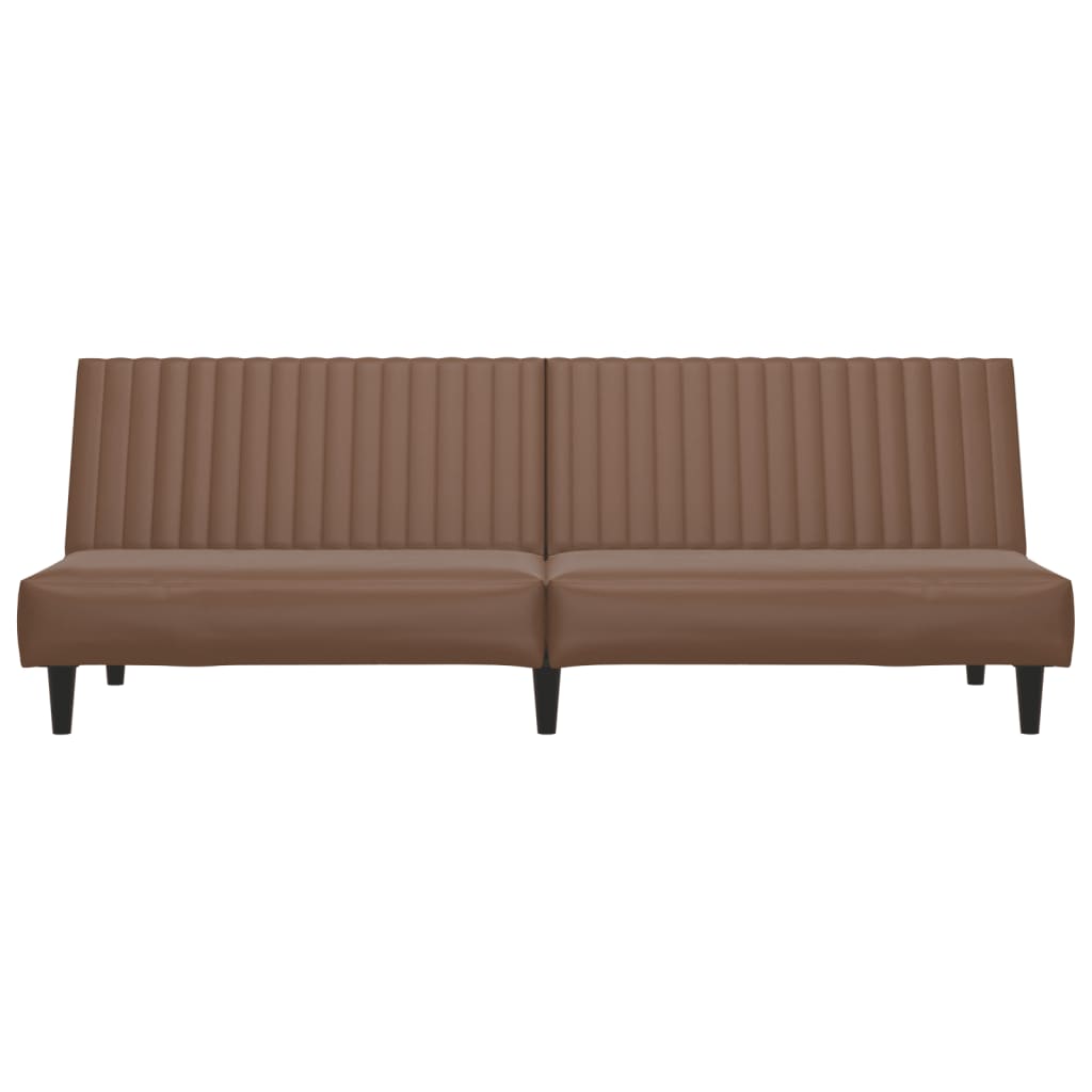 Divano Letto a 2 Posti Marrone in Similpelle 375948