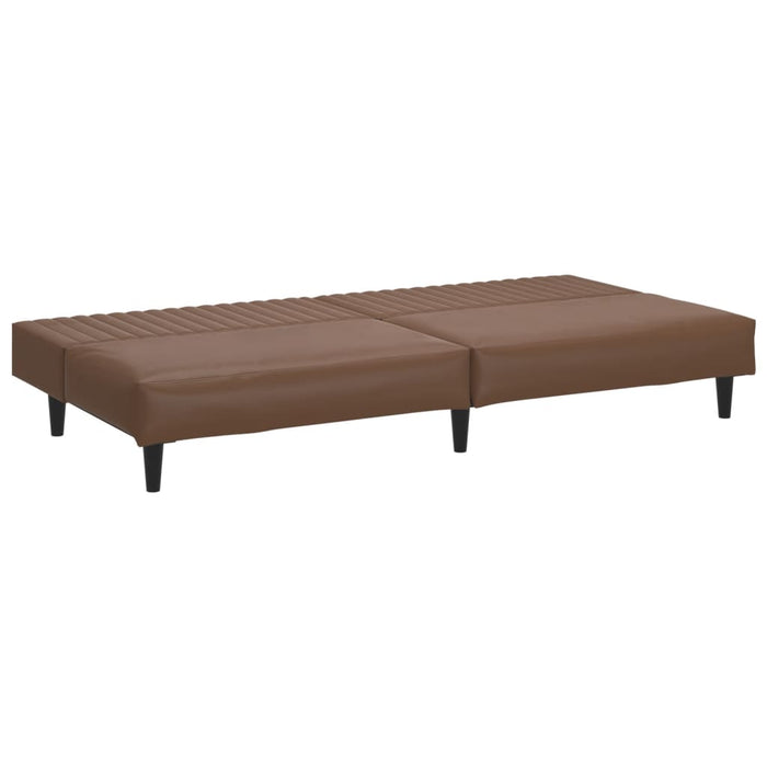 Divano Letto a 2 Posti Marrone in Similpelle 375948