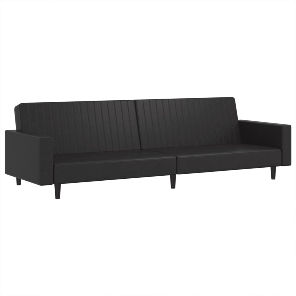 Divano Letto a 2 Posti Nero in Similpelle 375951