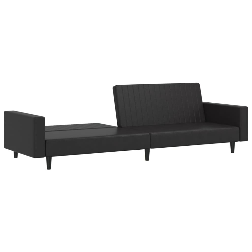 Divano Letto a 2 Posti Nero in Similpelle 375951