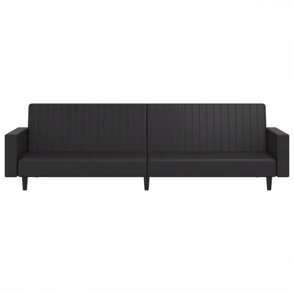 Divano Letto a 2 Posti Nero in Similpelle 375951