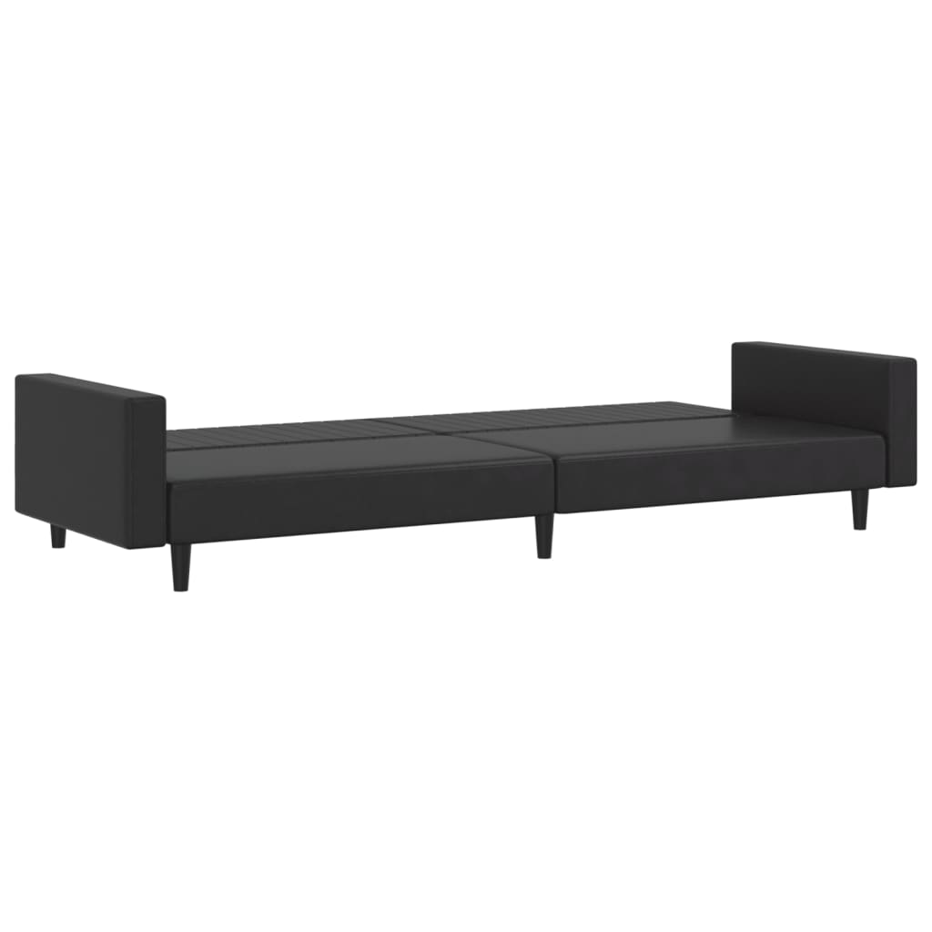 Divano Letto a 2 Posti Nero in Similpelle 375951
