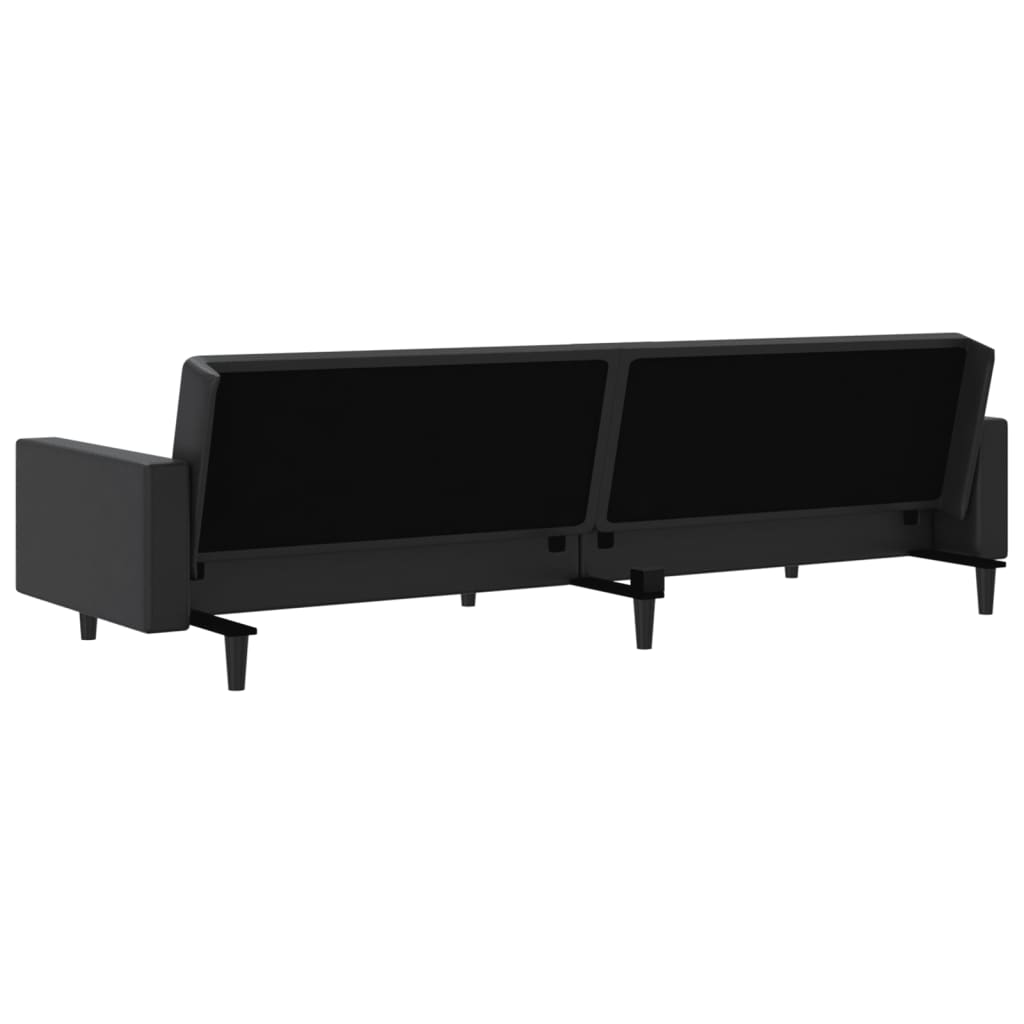 Divano Letto a 2 Posti Nero in Similpelle 375951