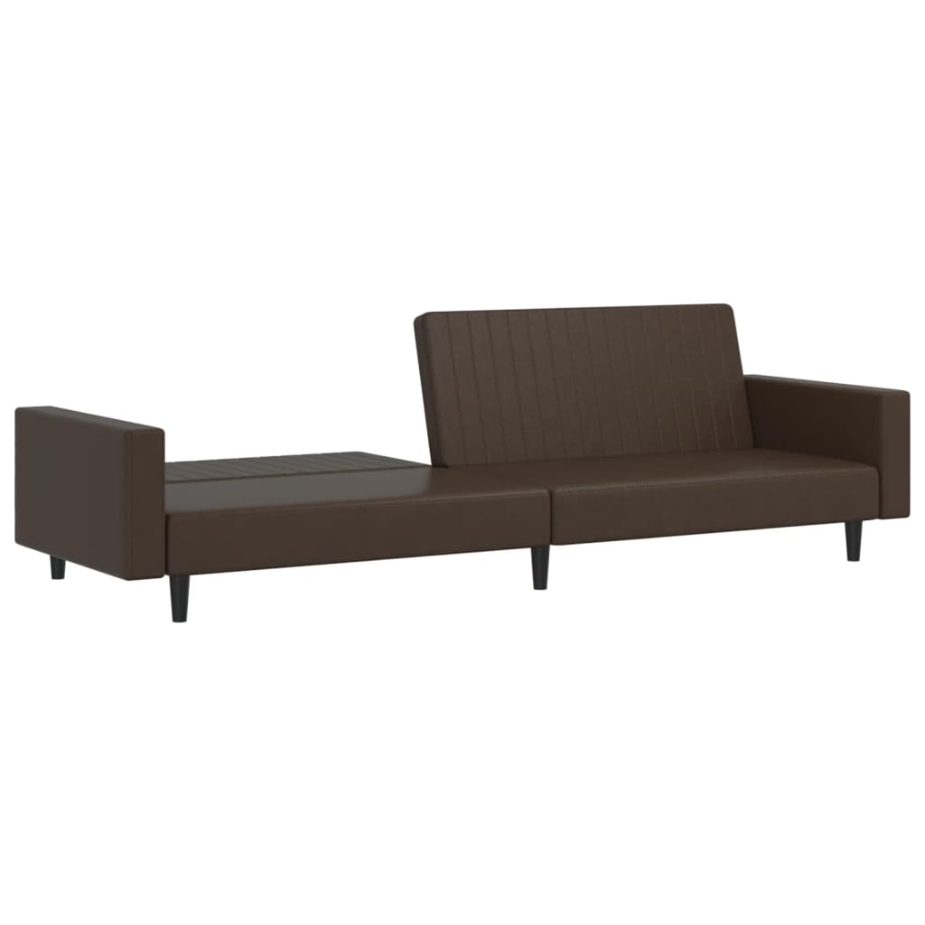 Divano Letto a 2 Posti Marrone in Similpelle 375952