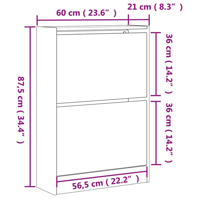 Scarpiera Nera 60x21x87,5 cm in Legno Multistrato 839890