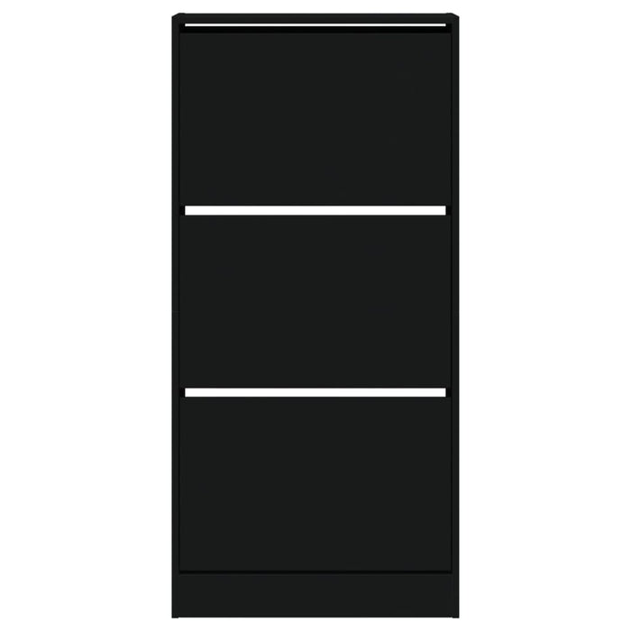Scarpiera Nera 60x21x125,5 cm in Legno Multistrato 839897