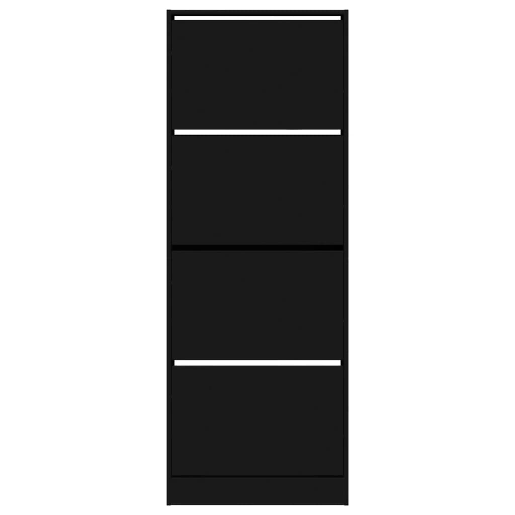 Scarpiera Nera 60x21x163,5 cm in Legno Multistrato