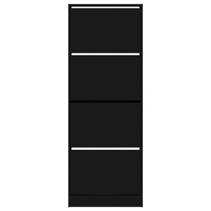Scarpiera Nera 60x21x163,5 cm in Legno Multistrato