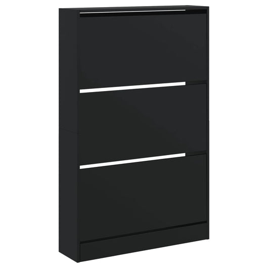 Scarpiera scarpiera mobile contenitore ingresso corridoio soggiorno 80 x 21 x 1255 cm nero legno ingegnerizzato 02_0022019