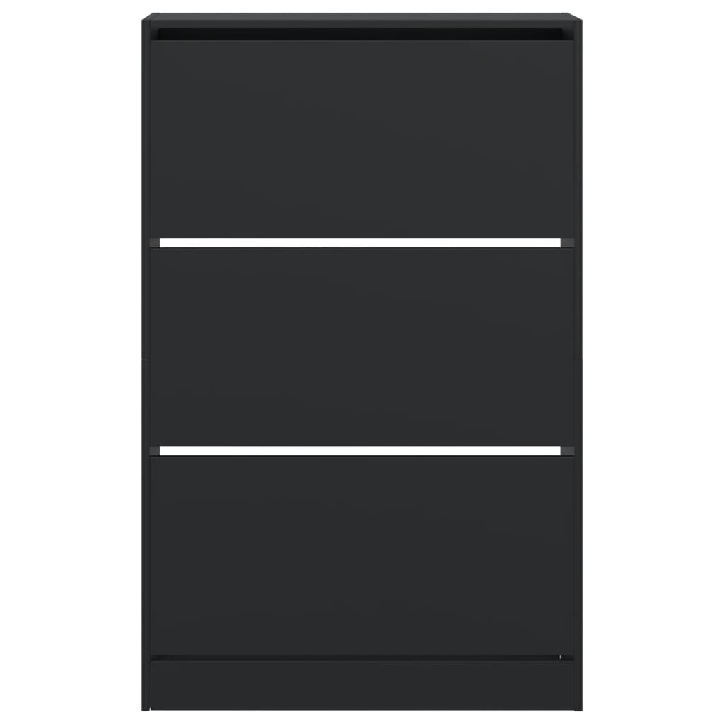 Scarpiera Nera 80x21x125,5 cm in Legno Multistrato