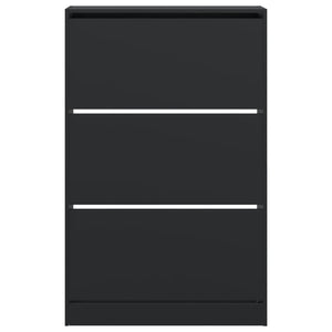 Scarpiera Nera 80x21x125,5 cm in Legno Multistrato 839925