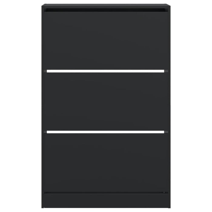 Scarpiera Nera 80x21x125,5 cm in Legno Multistrato 839925