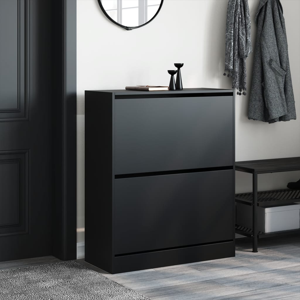 Scarpiera Nera 80x34x96,5 cm in Legno Multistrato 839967