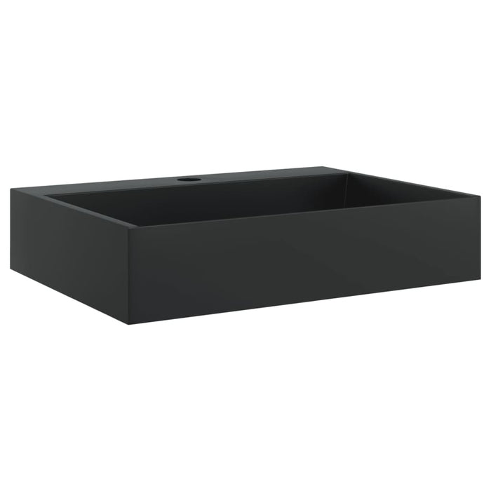 Lavandino 50x38x11 cm Blocco in Marmo/Minerale Nero Opaco 155979