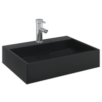 Lavandino-Lavabo-Lavello 50x38x11 cm Blocco in Marmo/Minerale Nero Opaco