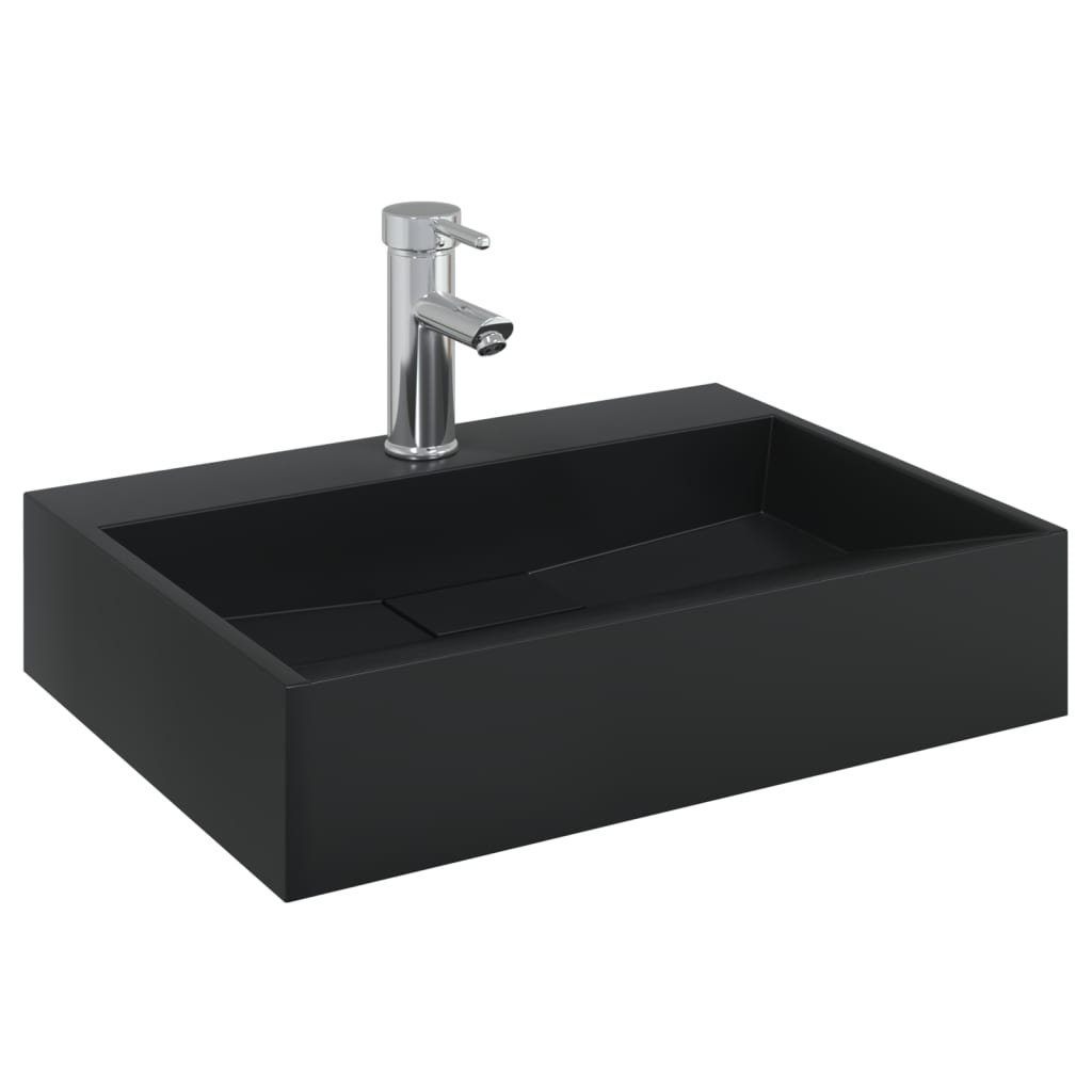 vidaXL Lavandino 50x38x11 cm Blocco in Marmo/Minerale Nero Opaco
