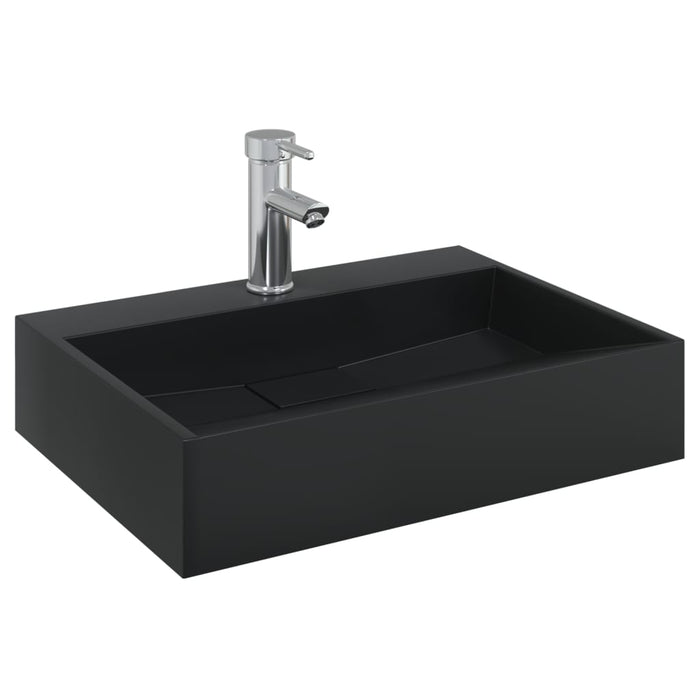 vidaXL Lavandino 50x38x11 cm Blocco in Marmo/Minerale Nero Opaco