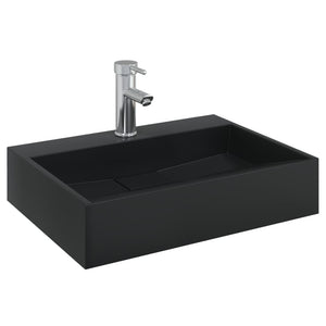 Lavandino 50x38x11 cm Blocco in Marmo/Minerale Nero Opaco 155979