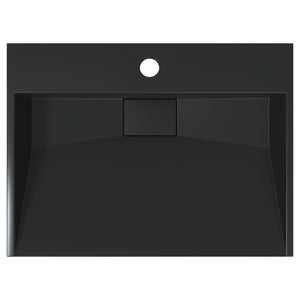 Lavandino-Lavabo-Lavello 50x38x11 cm Blocco in Marmo/Minerale Nero Opaco