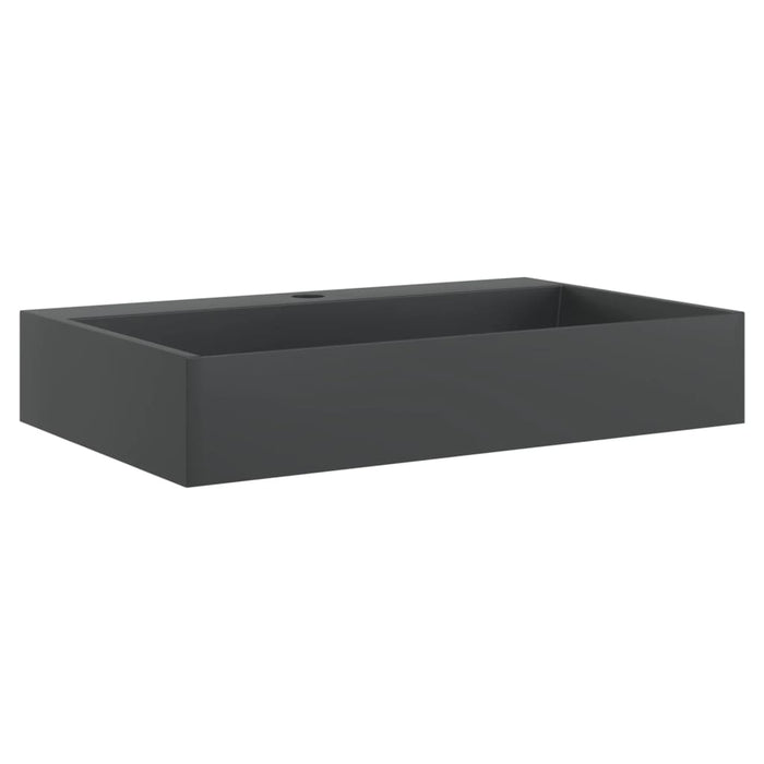 Lavandino-Lavabo-Lavello 60x38x11 cm Blocco in Marmo/Minerale Nero Opaco