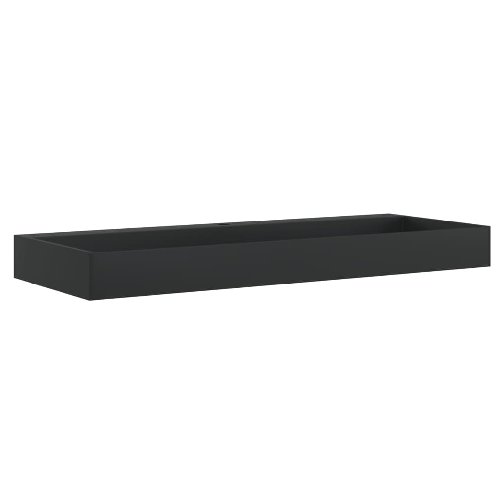 Lavandino 120x46x11 cm Blocco in Marmo/Minerale Nero Opaco 155983