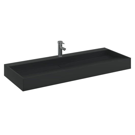 Lavandino-Lavabo 120x46x11 cm Blocco in Marmo/Minerale Nero Opaco
