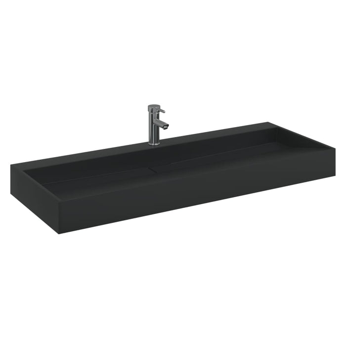 Lavandino-Lavabo 120x46x11 cm Blocco in Marmo/Minerale Nero Opaco