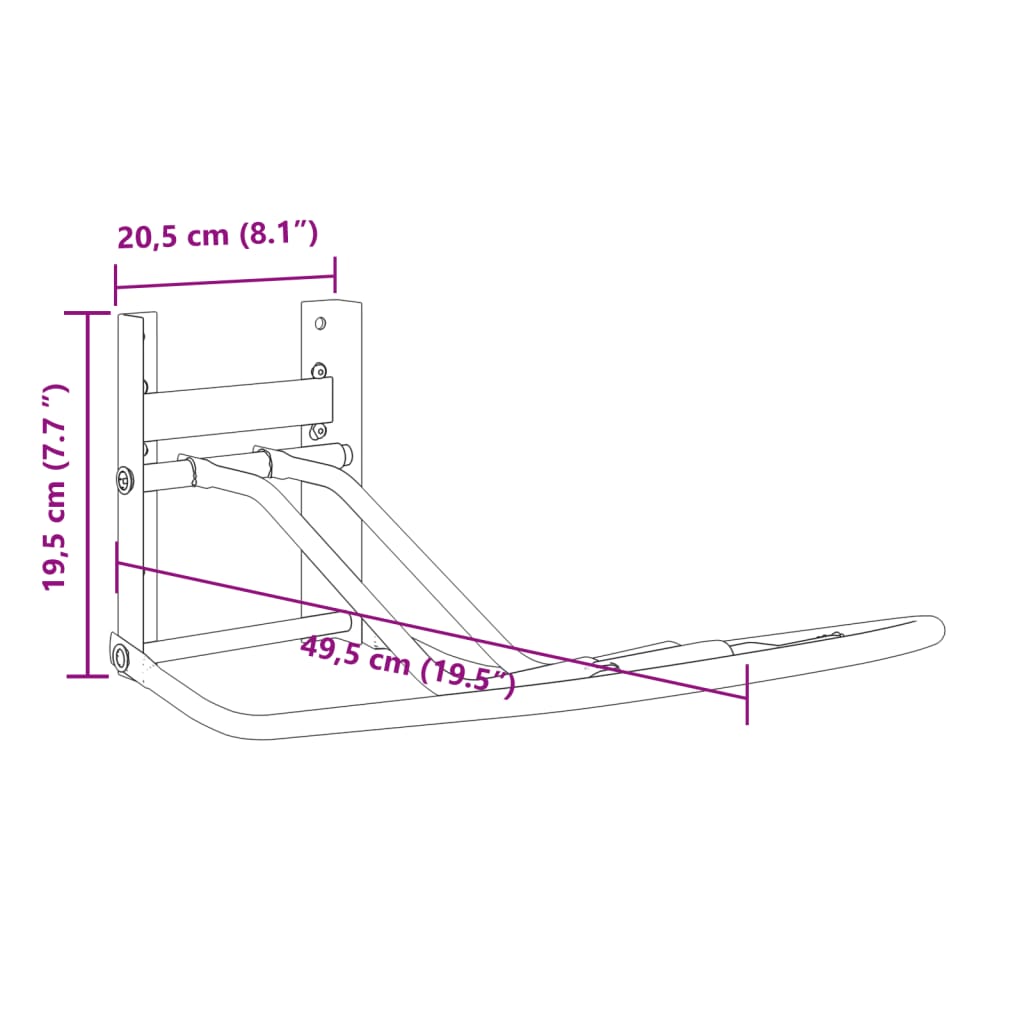 Portasella da Parete Pieghevole Nero in Ferro 172435