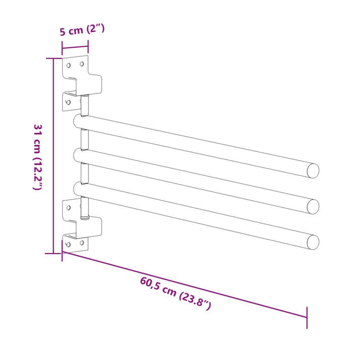 Porta Sottosella a 3 Bracci Nero in Ferro