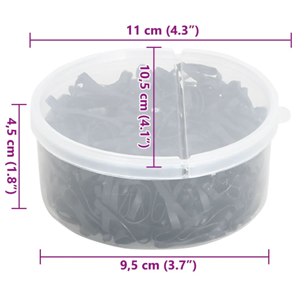Elastici per Trecce Cavallo 500 pz Neri in Silicone