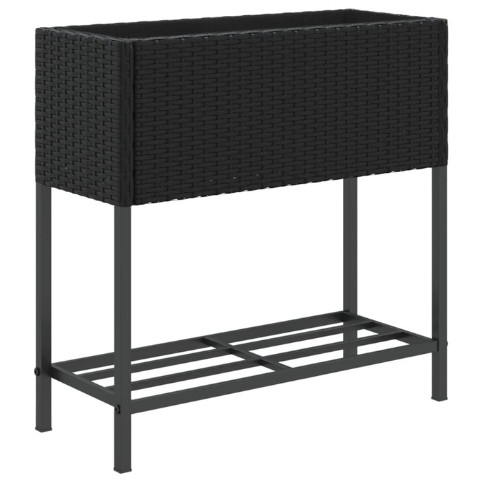vidaXL Fioriera da Giardino con Ripiano Nera in Polyrattan